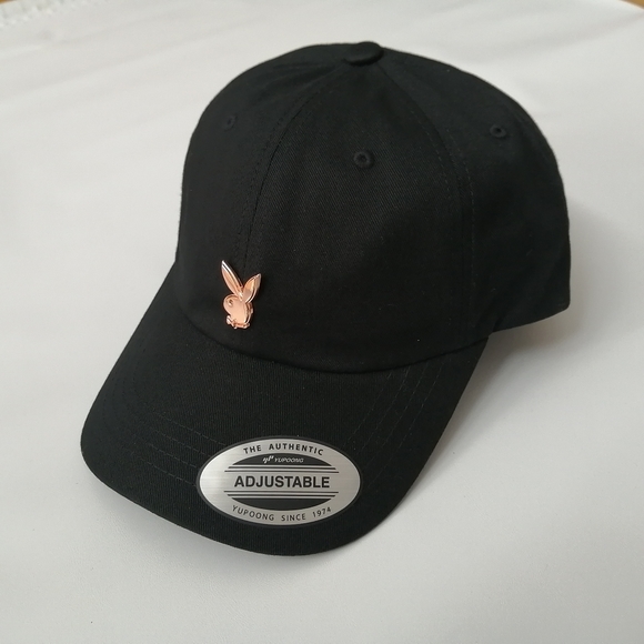 Customized Playboy Rose Gold Pin Black Dad Hat - Picture 1 of 9